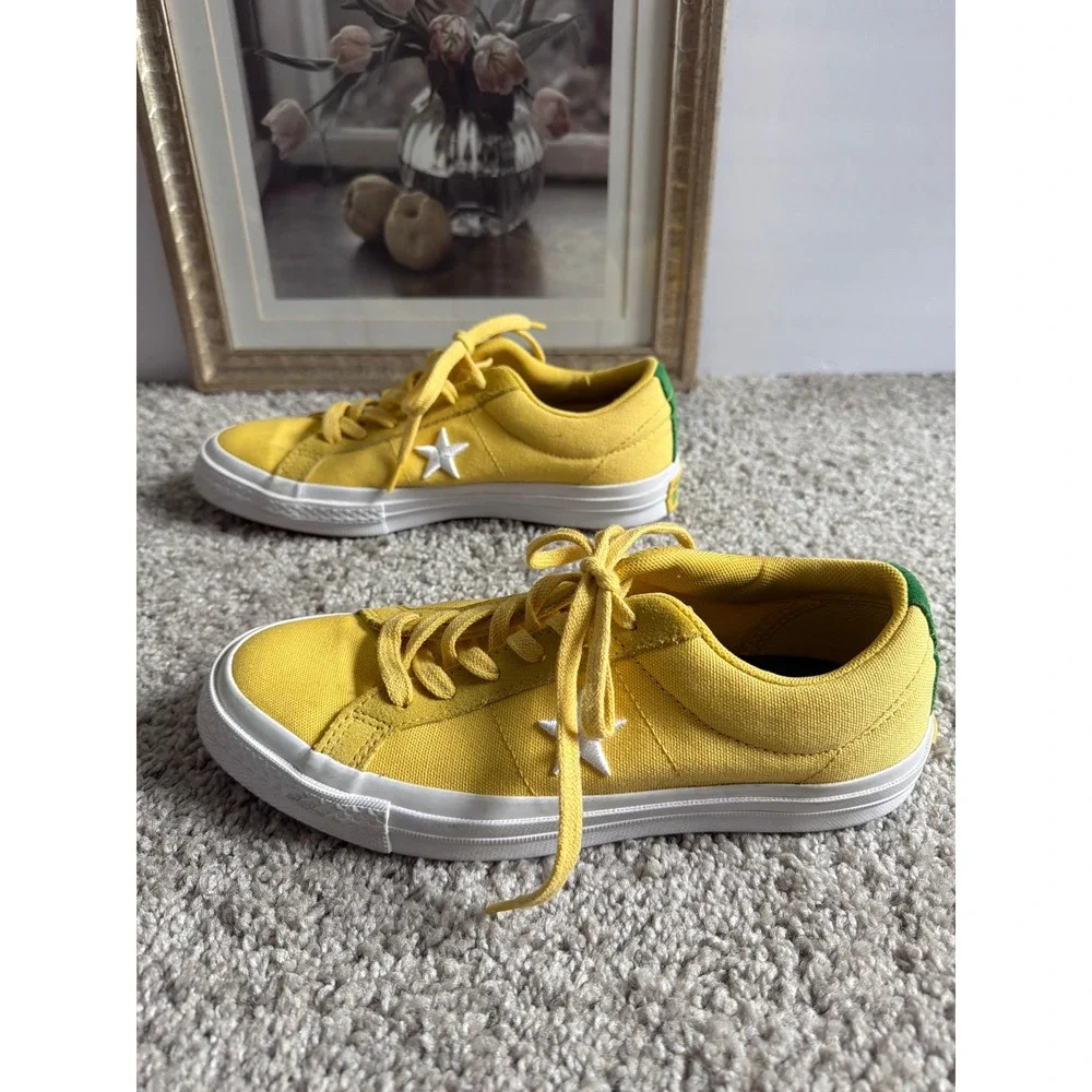 Converse One Star Low Top Yellow‎ Green Canvas Sneakers Mens 5 Womens 7